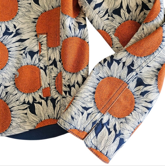 Akris Punto Designer Art To Wear Hello Sunshine Floral Denim Bomber Jacket, Sz 6 - Picture 11 of 13